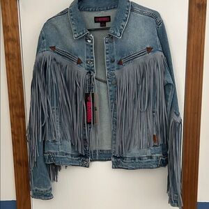NWTs Rock & Roll Denim fringe jacket